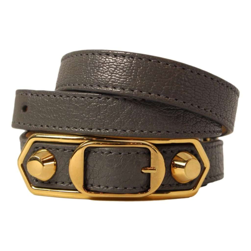 Balenciaga Balenciaga Arena Triple Wrap Bracelet Dark Grey Studded Leather Small MultiColor Leather Never worn - Model View