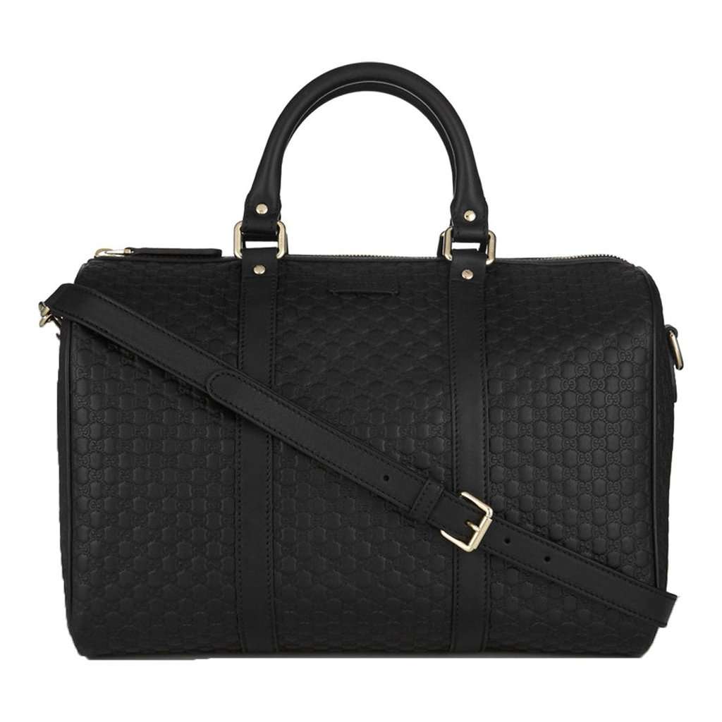Gucci Gucci Microguccissima GG Boston Bag Black Embossed Leather Gold Hardware Black Leather Never worn - Front View