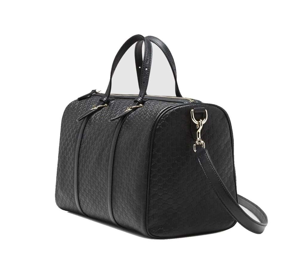 Gucci Gucci Microguccissima GG Boston Bag Black Embossed Leather Gold Hardware Black Leather Never worn - Back View