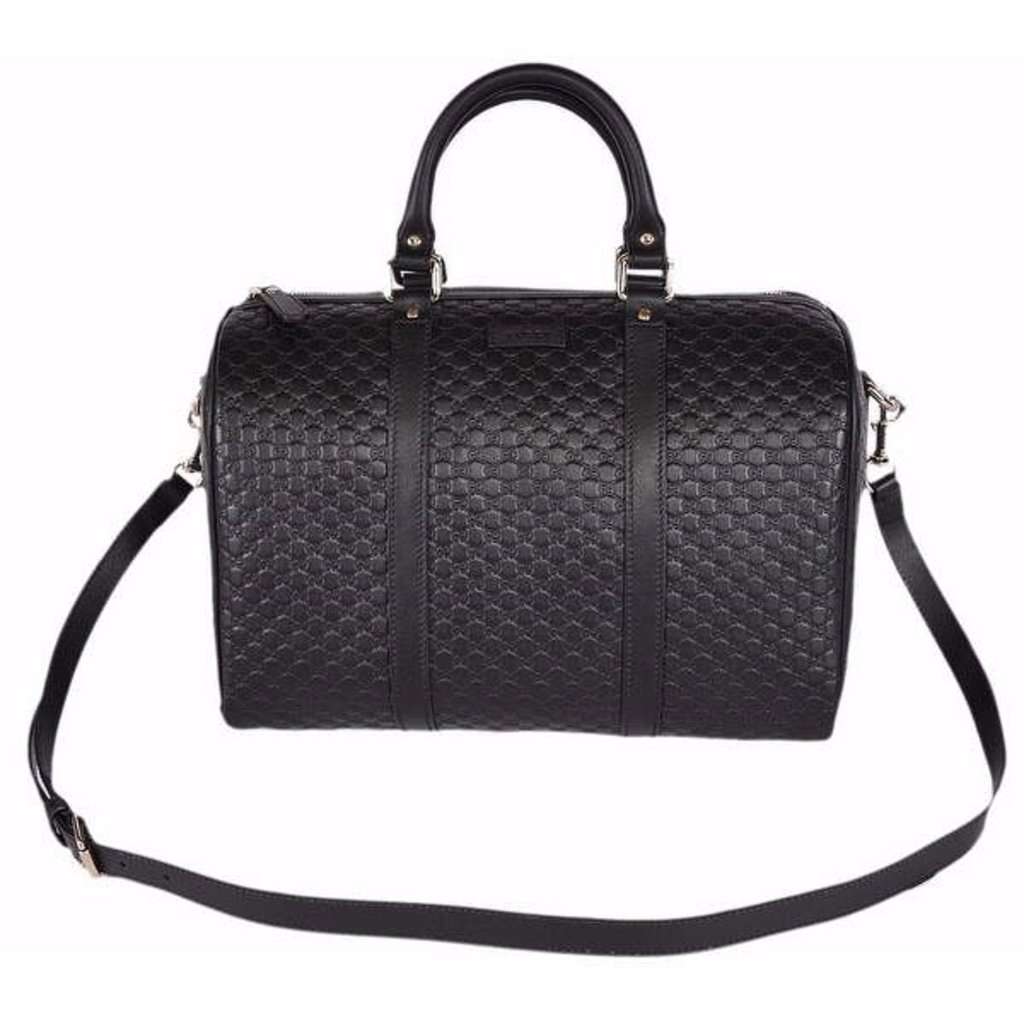 Gucci Gucci Microguccissima GG Boston Bag Black Embossed Leather Gold Hardware Black Leather Never worn - Inside View