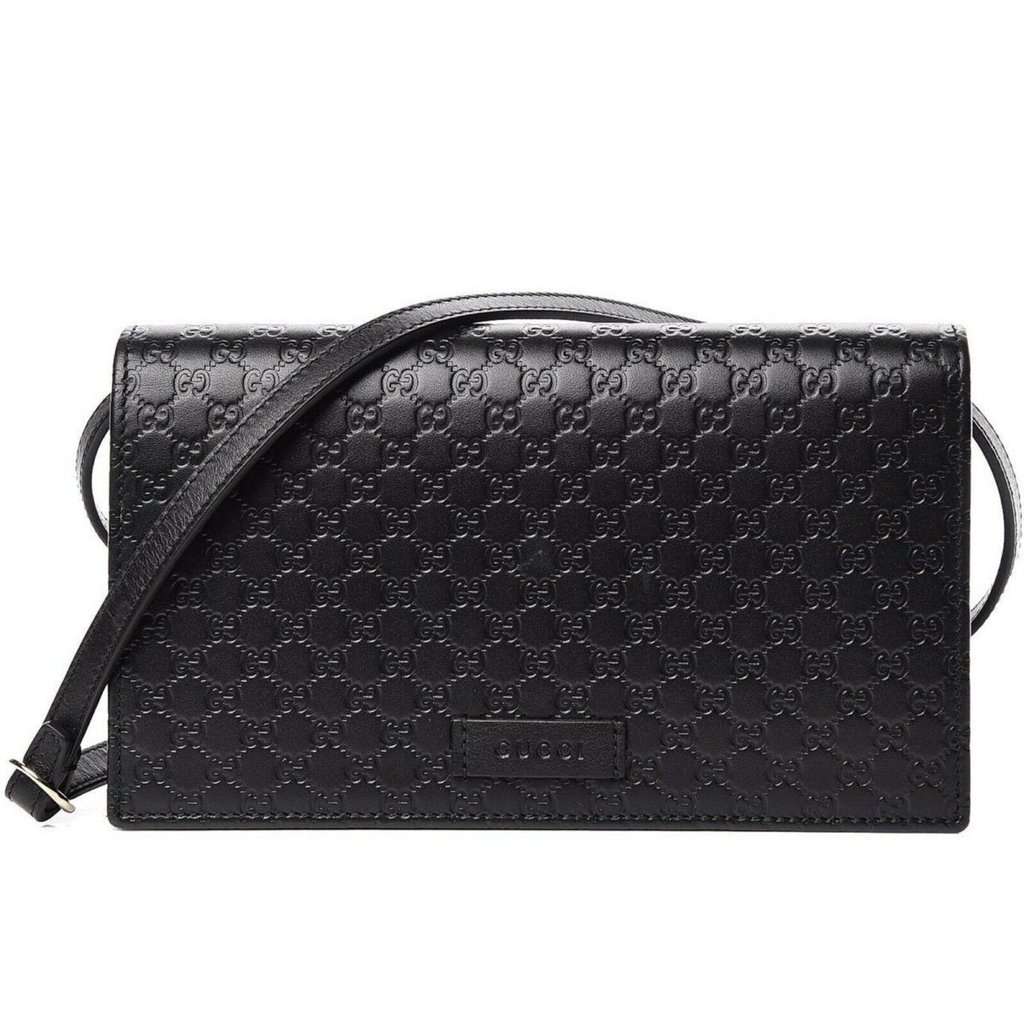 Gucci Gucci Microguccissima GG Logo Black Leather Wallet Crossbody Handbag Black Leather Never worn - Front View
