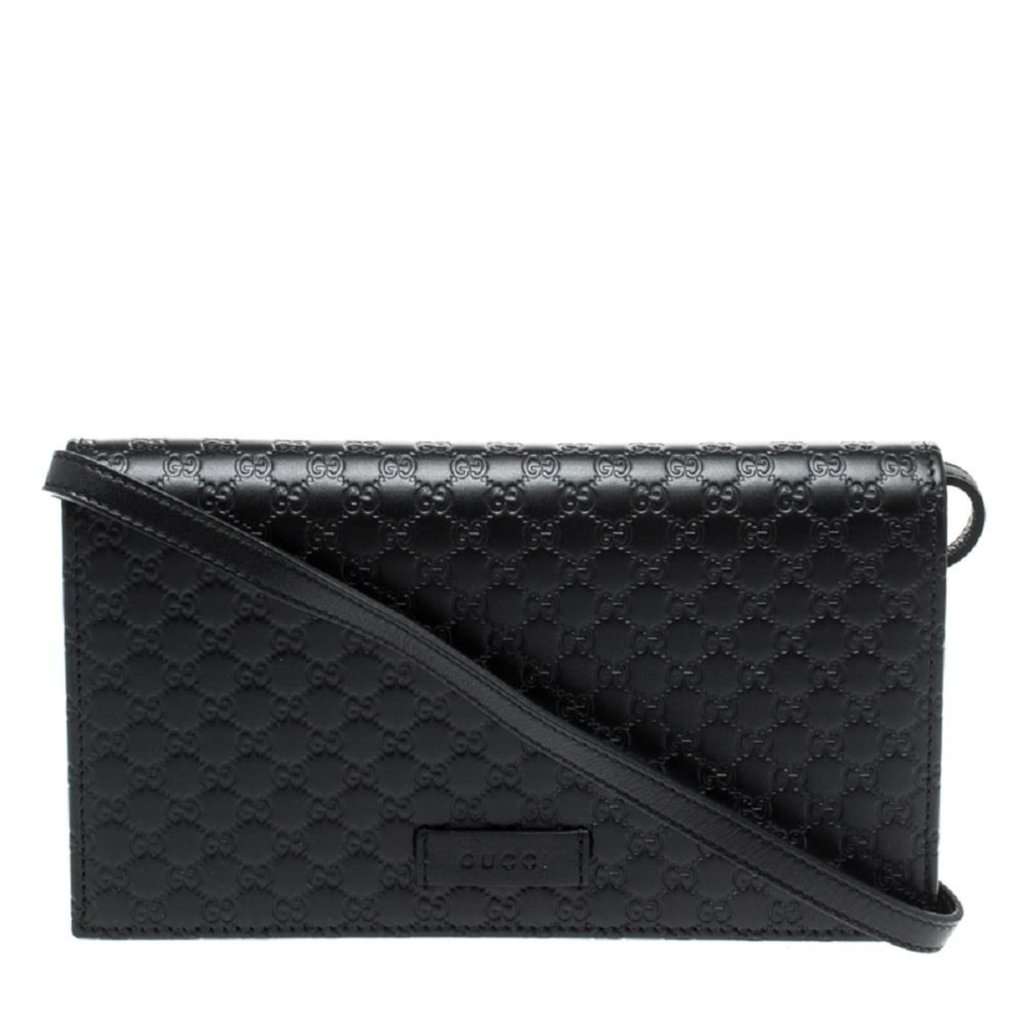 Gucci Gucci Microguccissima GG Logo Black Leather Wallet Crossbody Handbag Black Leather Never worn - Back View