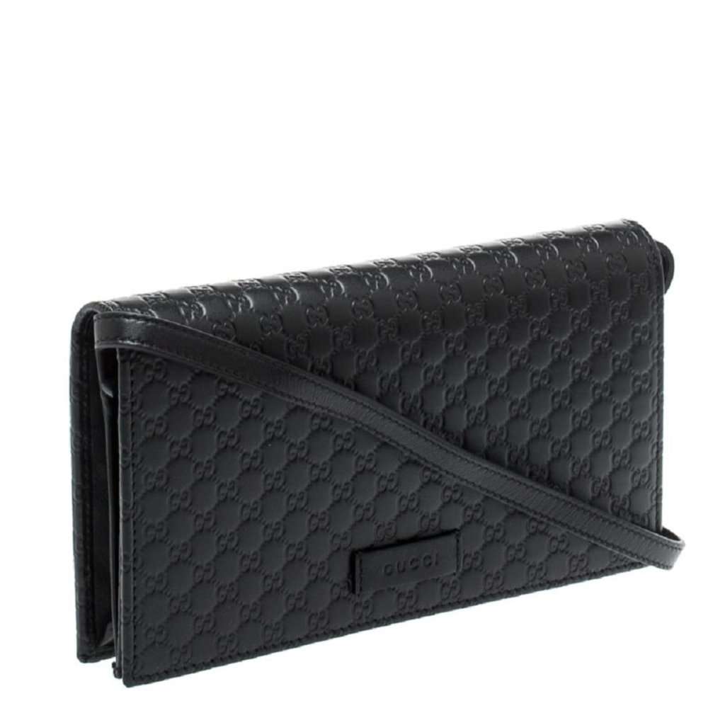 Gucci Gucci Microguccissima GG Logo Black Leather Wallet Crossbody Handbag Black Leather Never worn - Inside View