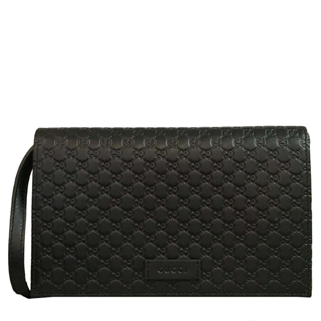 Gucci Gucci Microguccissima GG Logo Black Leather Wallet Crossbody Handbag Black Leather Never worn - Model View