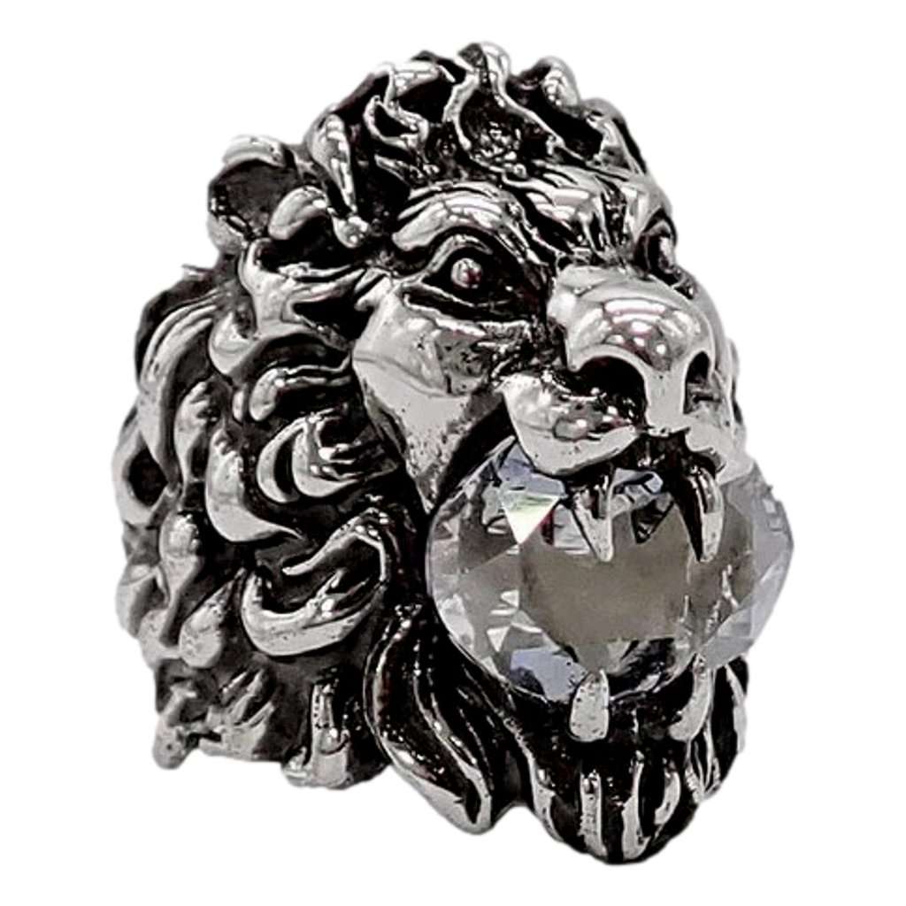 Gucci Gucci Lion Head Motif Silver Ring Crystal Size 16 Silver Never worn - Back View