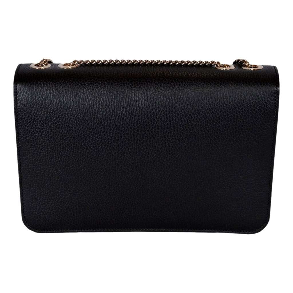 Gucci Gucci GG Marmont Crossbody Bag Black Pebbled Leather Gold Chain Interlocking GG Black Leather Never worn - Model View