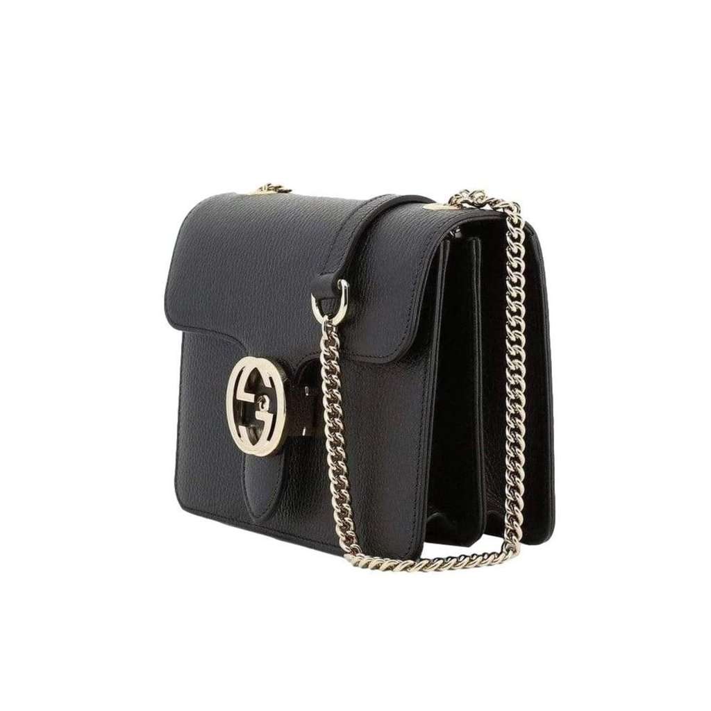 Gucci Gucci Black Icon GG Interlocking Small Crossbody Bag Black Leather Never worn - Back View
