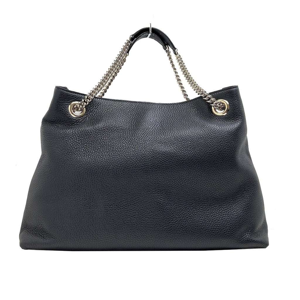 Gucci Gucci GG Pebbled Calfskin Medium Soho Gold Chain Shoulder Bag Black Black Leather Never worn - Inside View