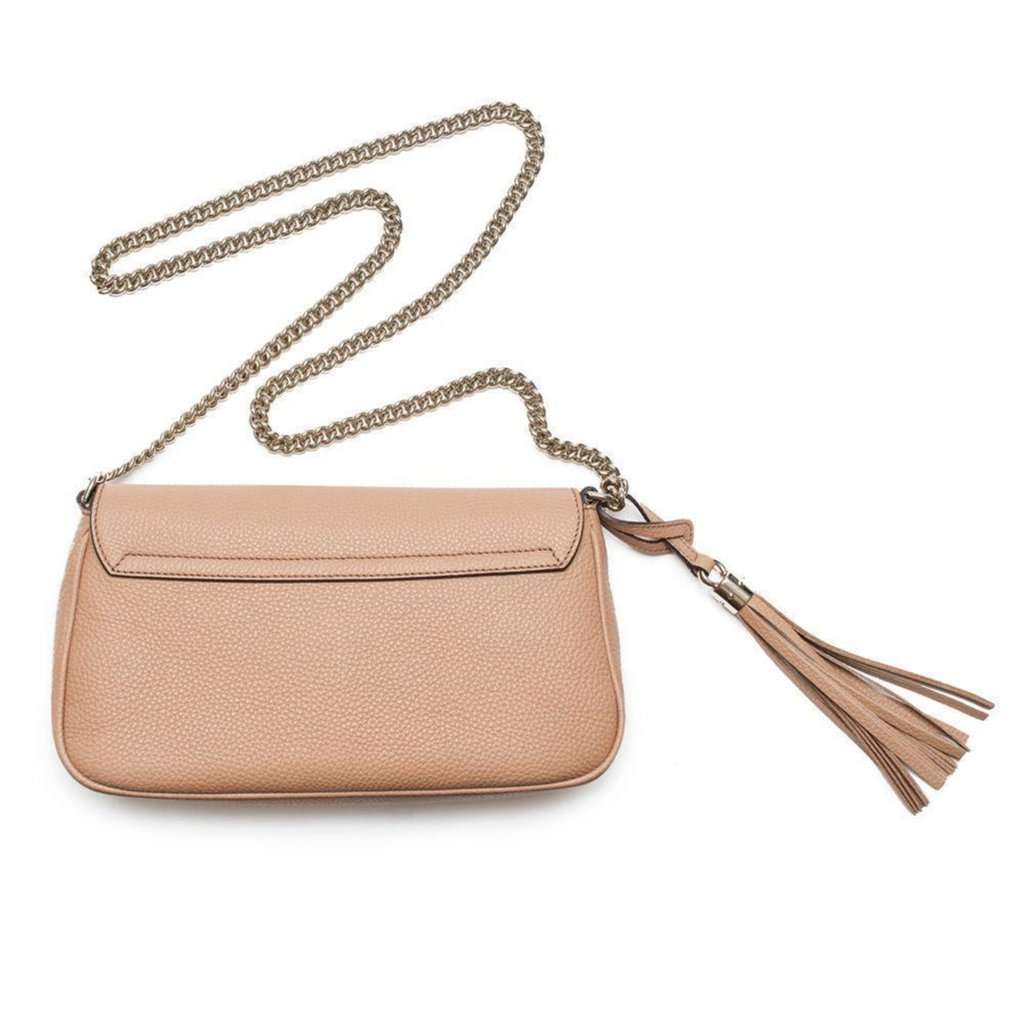 Gucci Gucci Soho Disco Beige GG Leather Tassel Chain Crossbody Flap Bag Beige Leather Never worn - Back View