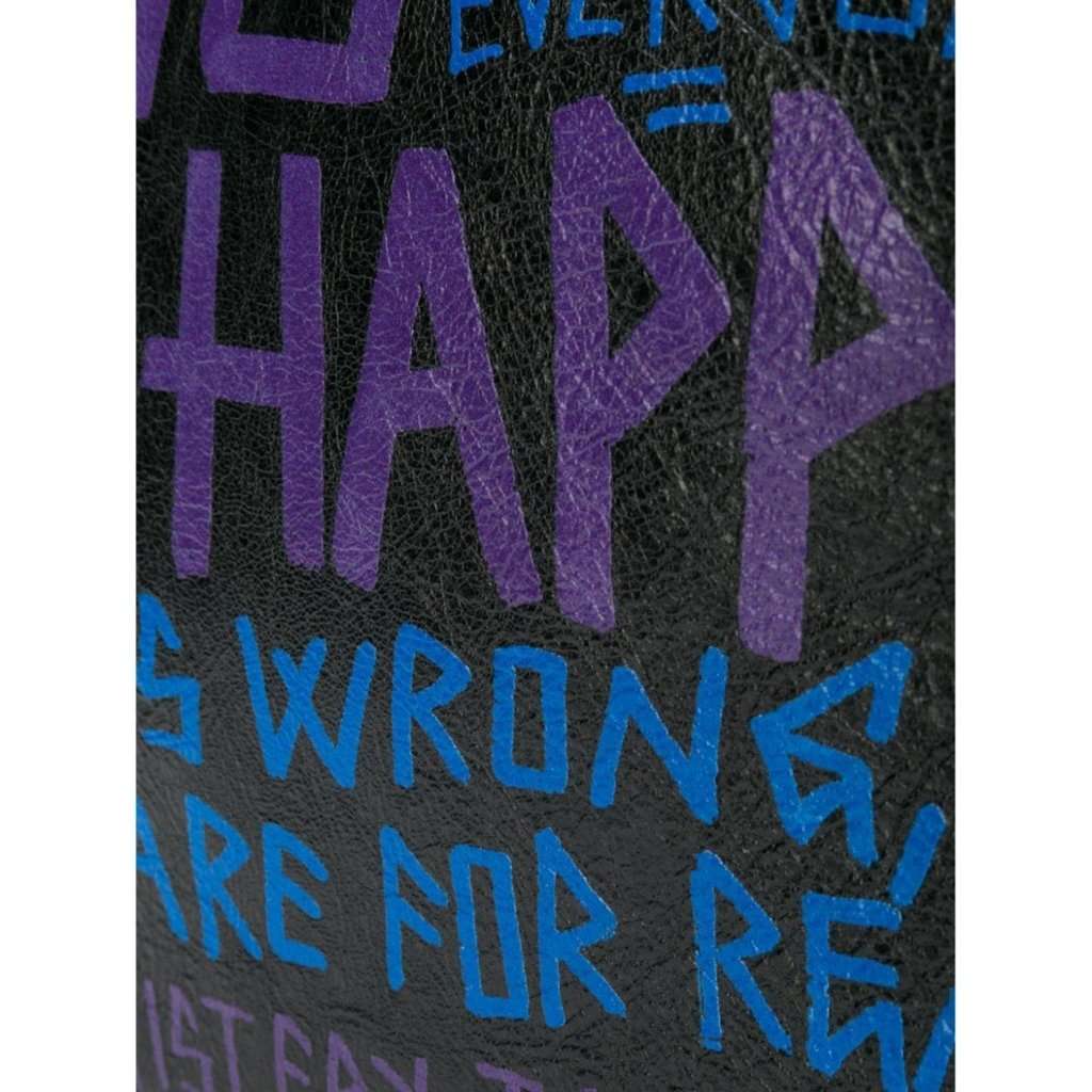 Balenciaga Balenciaga Bazar Graffiti Purple Blue Black Arena Leather Pouch Blue Leather Never worn - Model View
