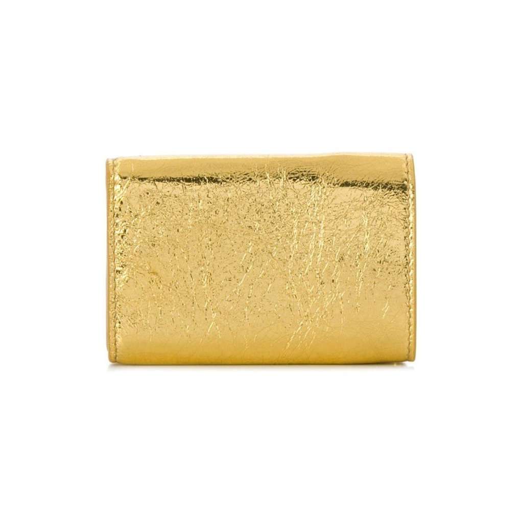 Balenciaga Balenciaga Papier Mini Trifold Wallet Metallic Gold Lambskin Leather Yellow Leather Never worn - Back View