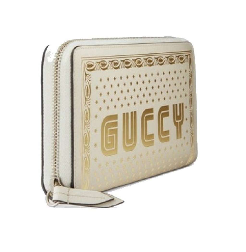 Gucci Gucci Sega Guccy Stars White Moon Gold Zipper Leather Wallet White Leather Never worn - Back View