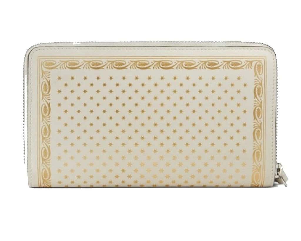 Gucci Gucci Sega Guccy Stars White Moon Gold Zipper Leather Wallet White Leather Never worn - Inside View