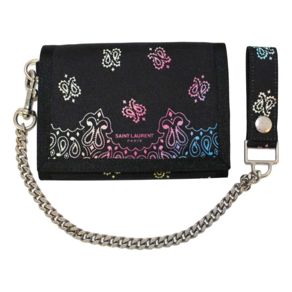 Saint Laurent Saint Laurent Black Nylon Chain Trifold Wallet Black Never worn - Front View