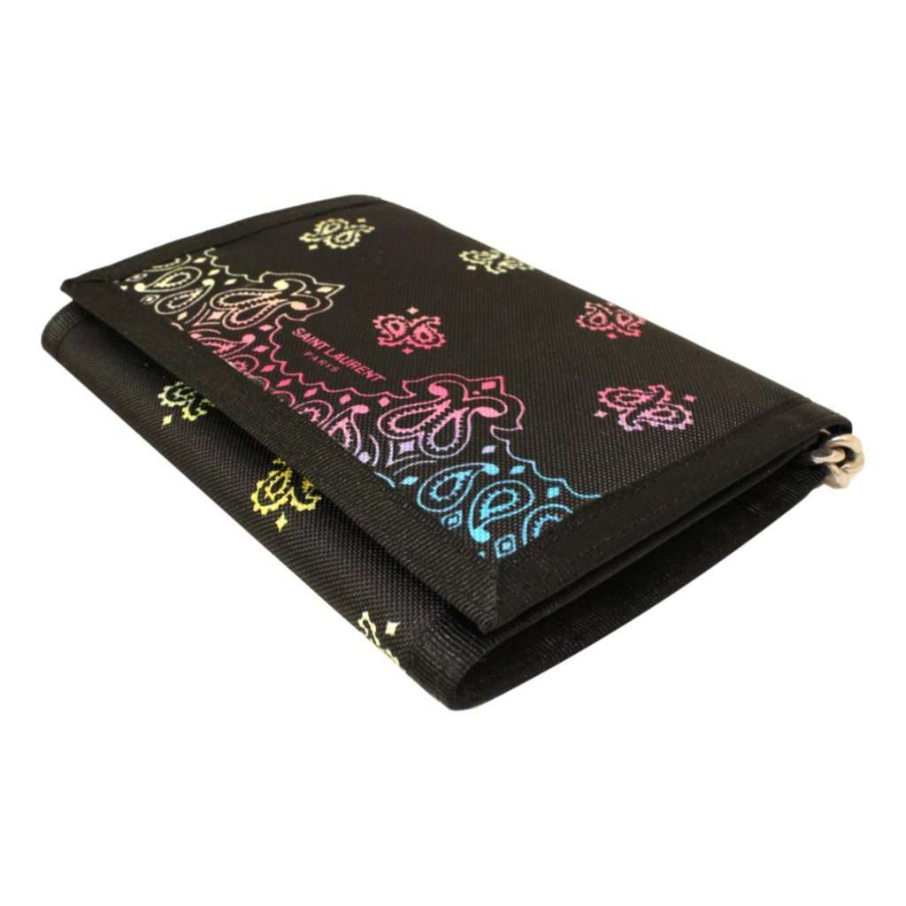 Saint Laurent Saint Laurent Black Nylon Chain Trifold Wallet Black Never worn - Model View