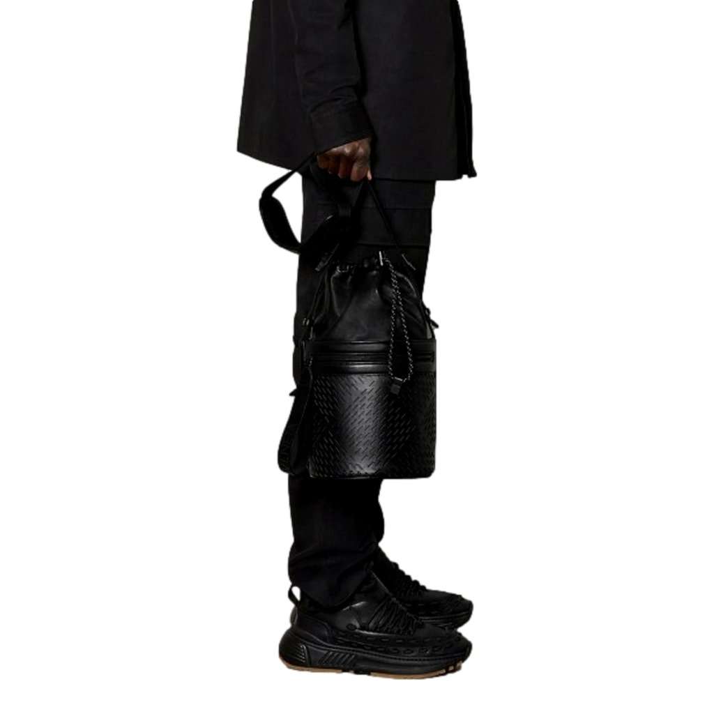 Bottega Veneta Bottega Veneta Perforated Black Nappa Leather Drawstring Bucket Crossbody Bag Black Leather Never worn - Inside View