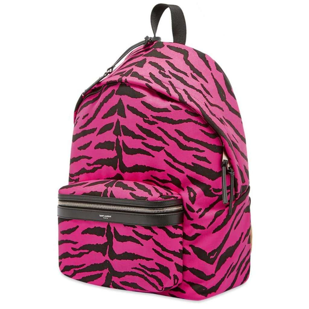 Saint Laurent Saint Laurent City Backpack Pink Zebra Print Cotton Leather Trim Pink Canvas Never worn - Back View