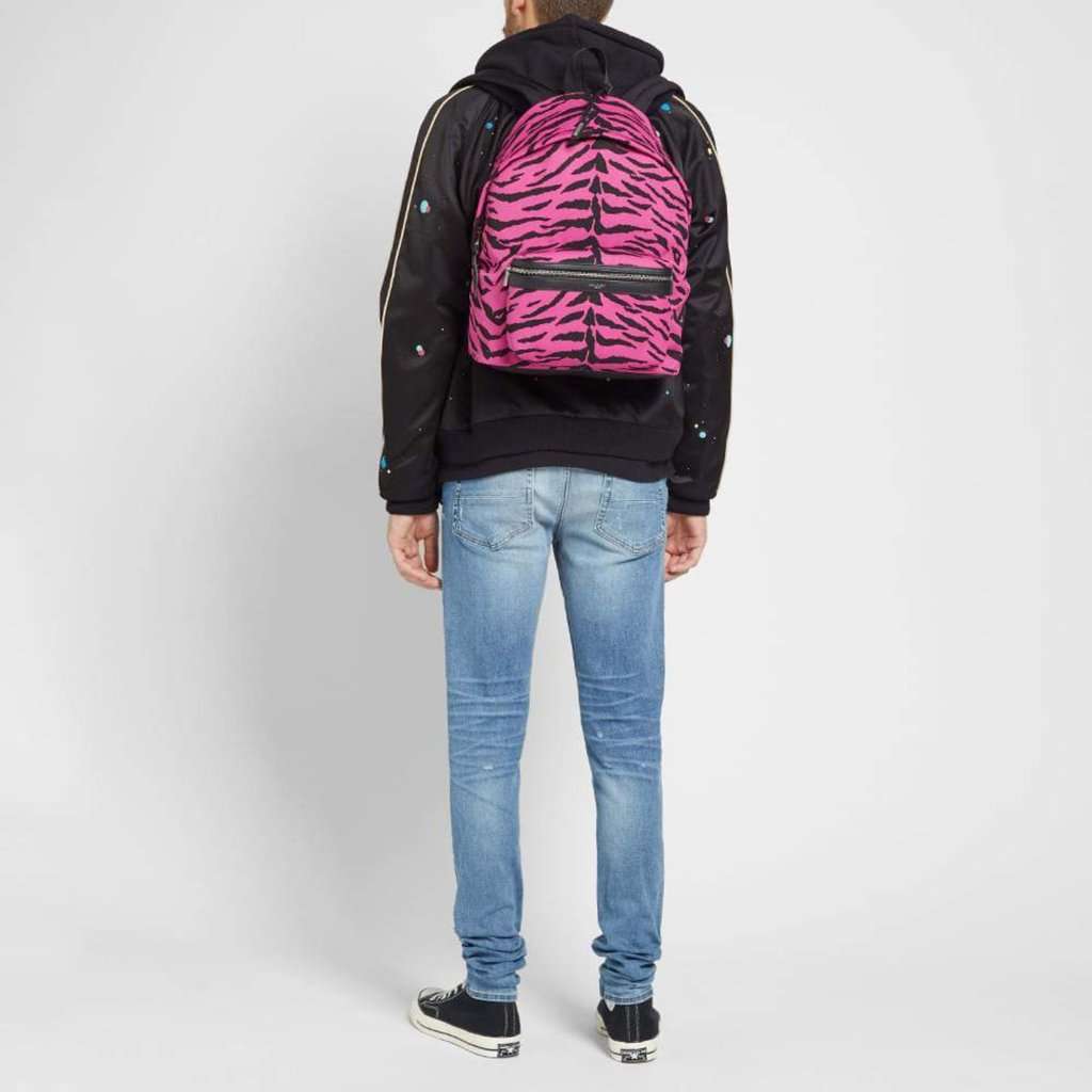Saint Laurent Saint Laurent City Backpack Pink Zebra Print Cotton Leather Trim Pink Canvas Never worn - Inside View