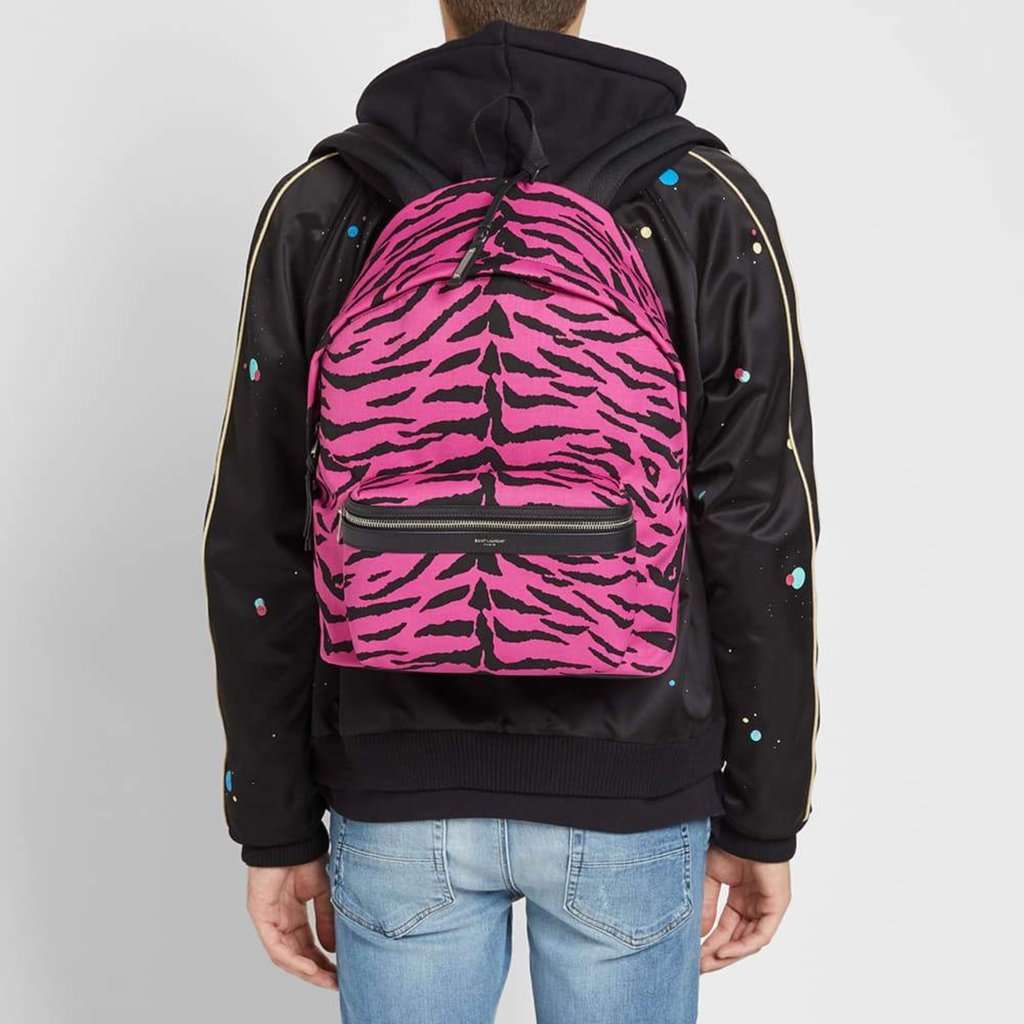 Saint Laurent Saint Laurent City Backpack Pink Zebra Print Cotton Leather Trim Pink Canvas Never worn - Box View