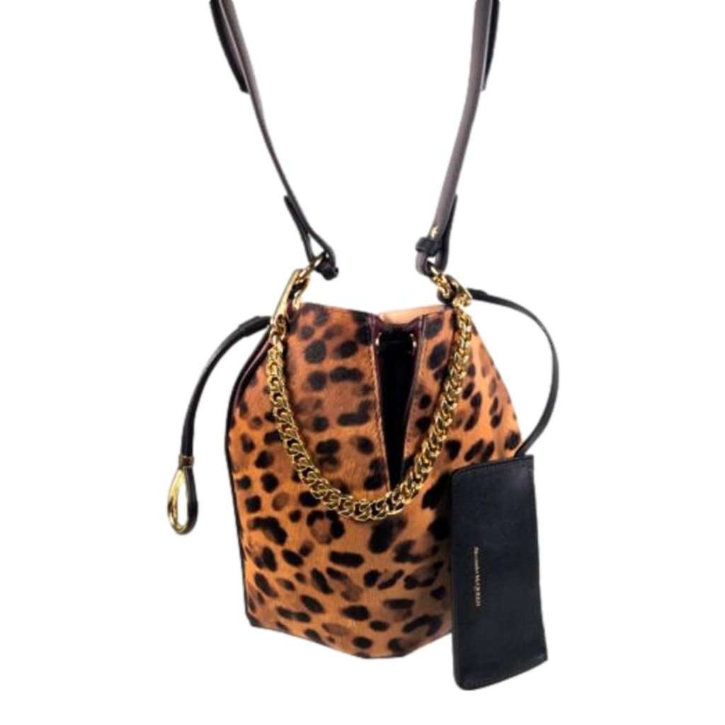 Alexander McQueen Alexander McQueen The Bucket Bag Leopard Print Pony Hair Brown Leather Never worn - Inside View