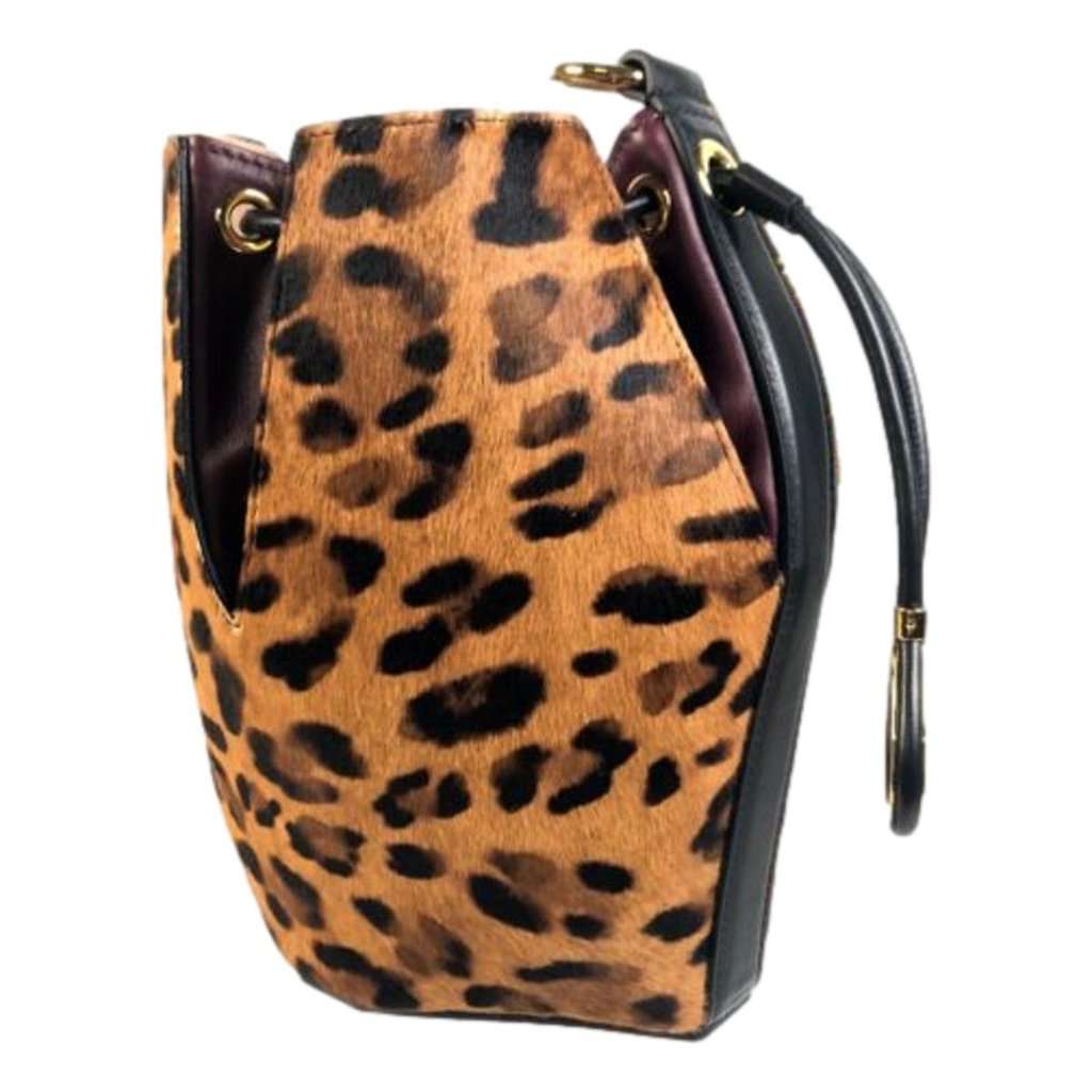 Alexander McQueen Alexander McQueen The Bucket Bag Leopard Print Pony Hair Brown Leather Never worn - Box View