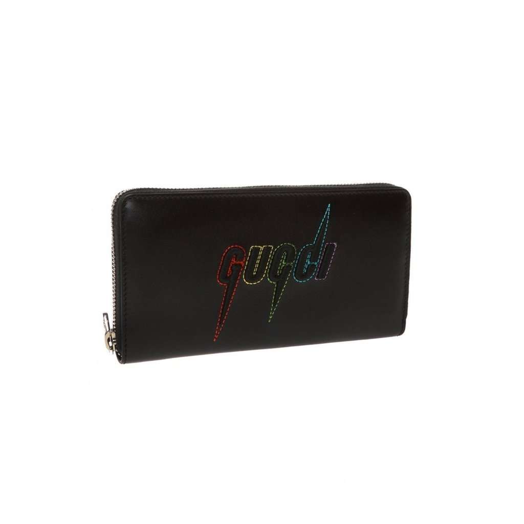 Gucci Gucci Black Leather Rainbow Blade Lightning Logo Long Wallet Black Leather Never worn - Box View