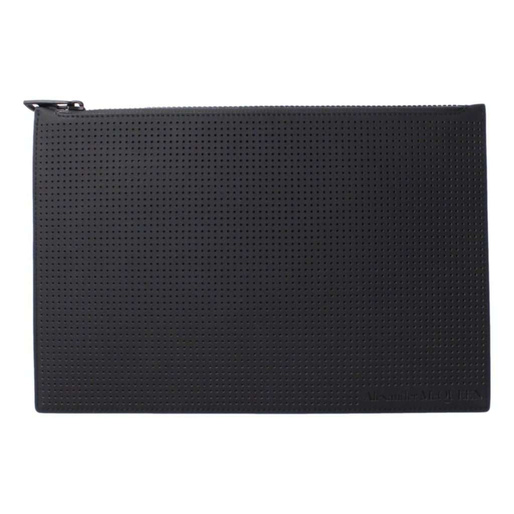Alexander McQueen Alexander McQueen Black Leather Perforated Flat Pouch Black Leather Never worn - Front View