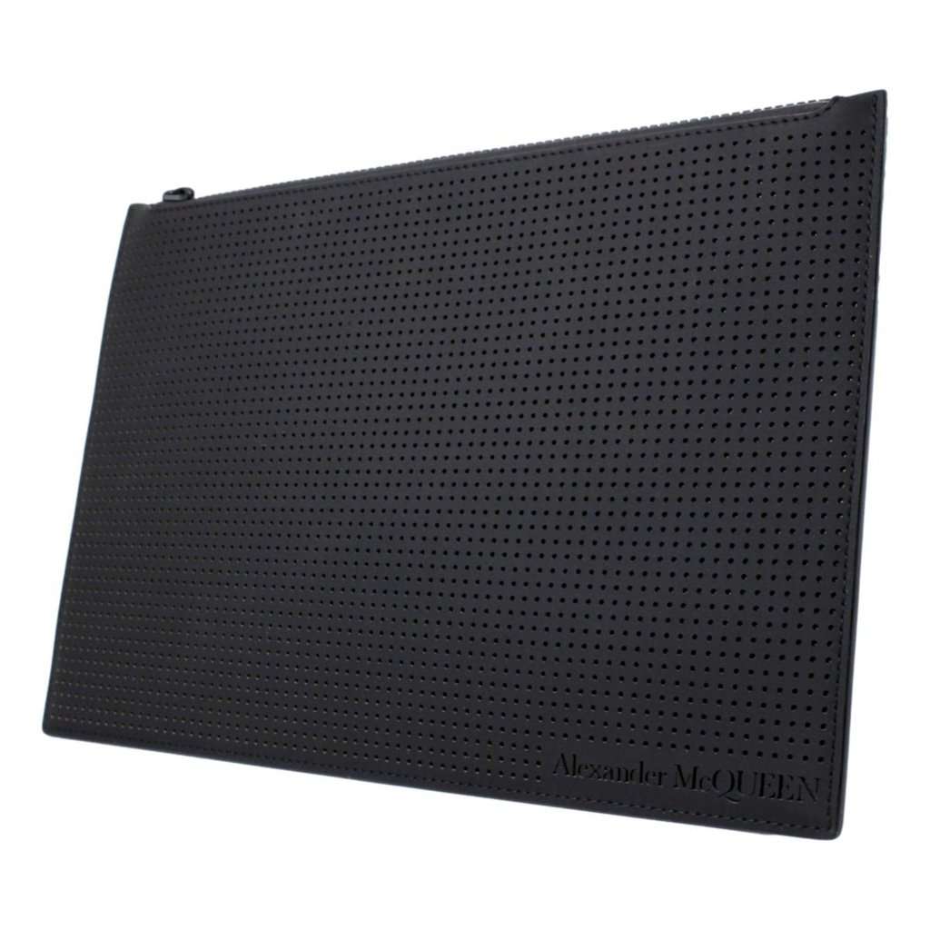 Alexander McQueen Alexander McQueen Black Leather Perforated Flat Pouch Black Leather Never worn - Back View