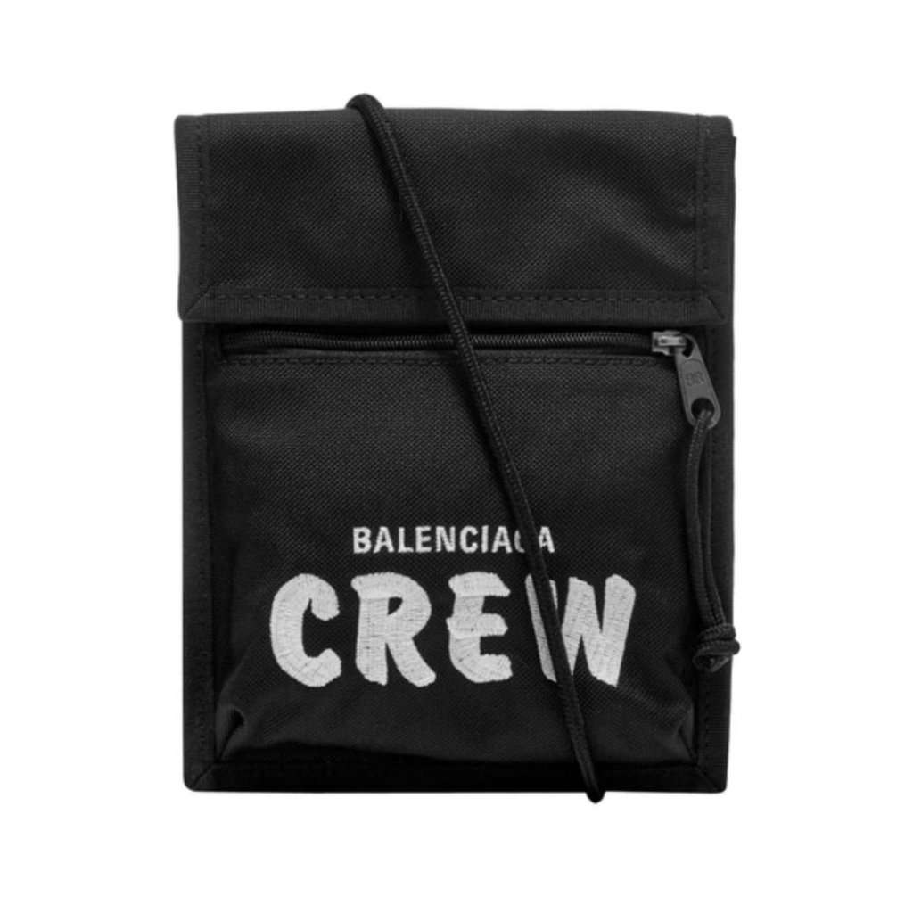 Balenciaga Balenciaga Explorer Pouch Crew Embroidery Black Leather Never worn - Front View