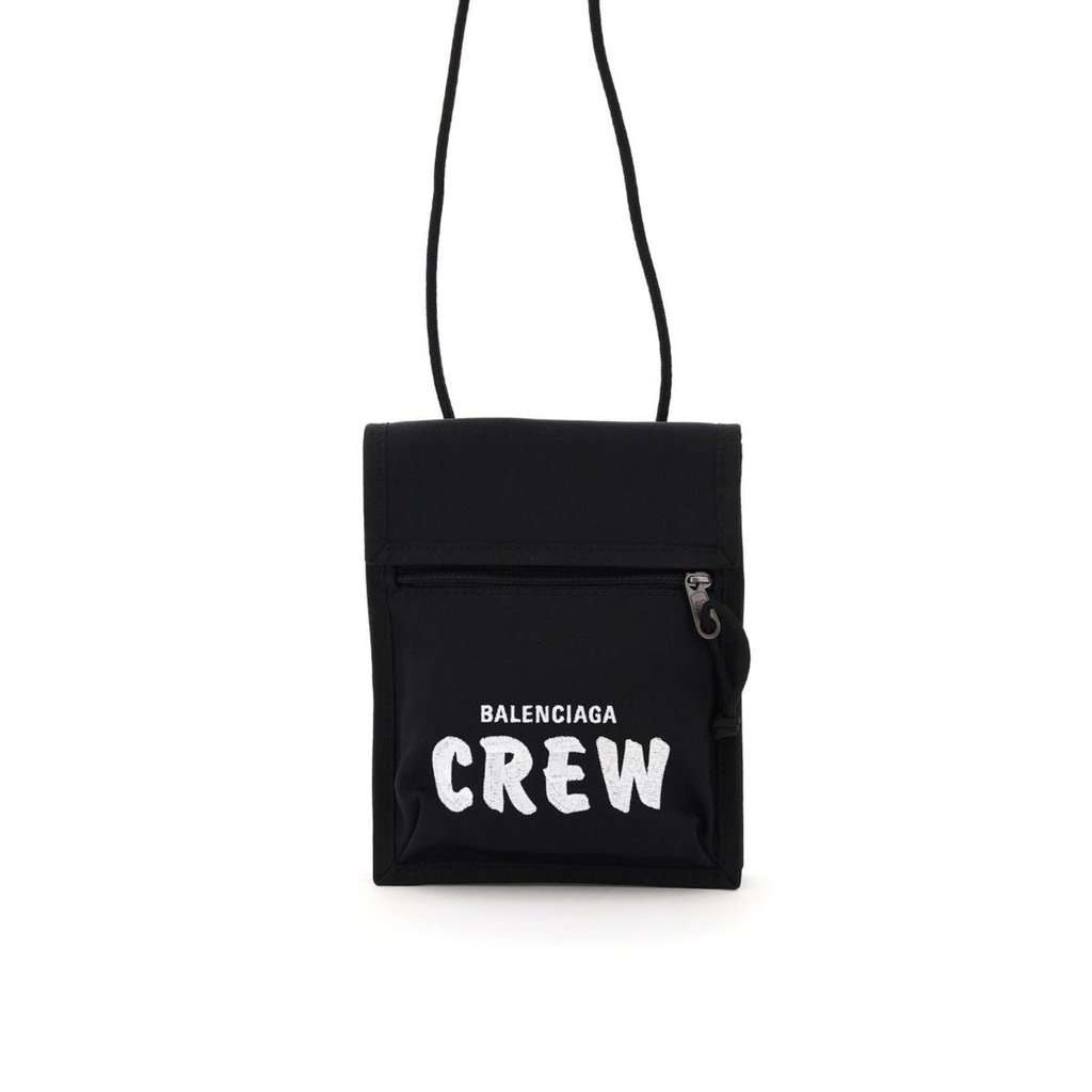 Balenciaga Balenciaga Explorer Pouch Crew Embroidery Black Leather Never worn - Model View