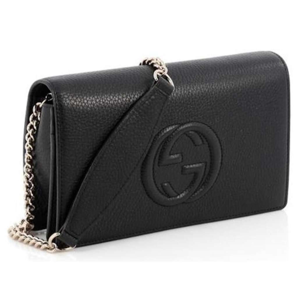 Gucci Gucci Soho Chain Wallet Crossbody Bag Black Leather Interlocking GG Black Leather Never worn - Back View