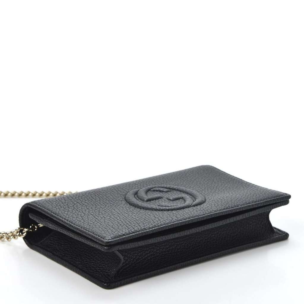 Gucci Gucci Soho Chain Wallet Crossbody Bag Black Leather Interlocking GG Black Leather Never worn - Inside View