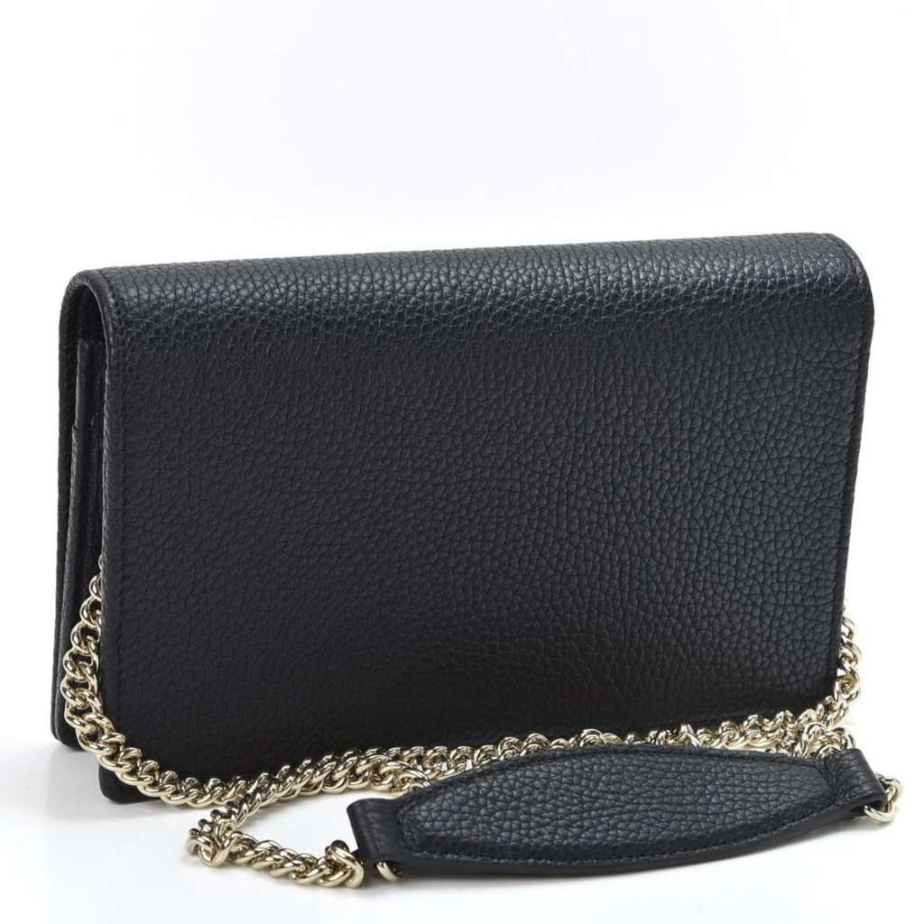 Gucci Gucci Soho Chain Wallet Crossbody Bag Black Leather Interlocking GG Black Leather Never worn - Box View