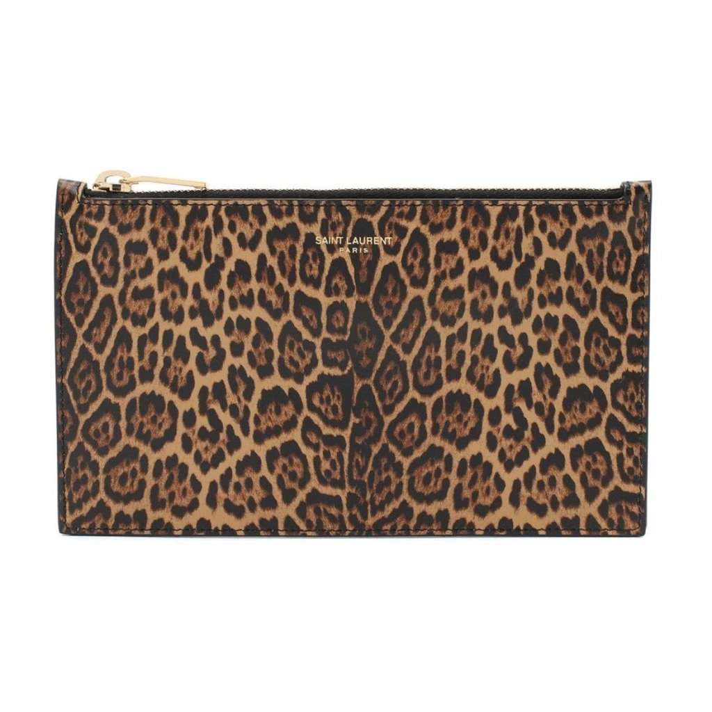 Saint Laurent Saint Laurent Leopard Printed Calfskin Leather Small Pouch Black Leather Never worn - Front View