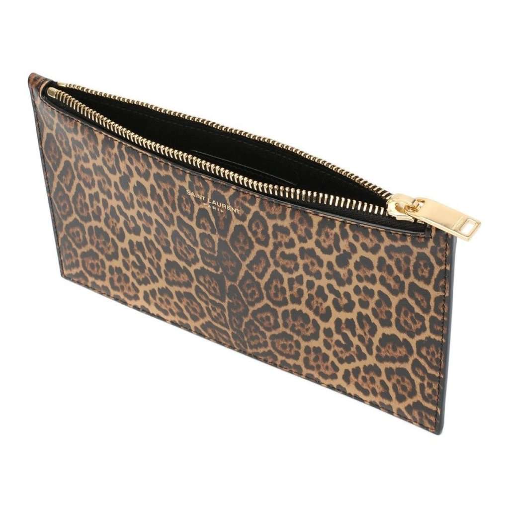Saint Laurent Saint Laurent Leopard Printed Calfskin Leather Small Pouch Black Leather Never worn - Inside View