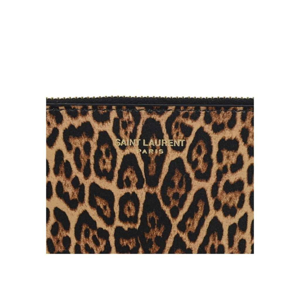 Saint Laurent Saint Laurent Leopard Printed Calfskin Leather Small Pouch Black Leather Never worn - Box View