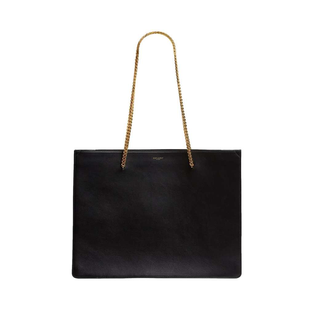 Saint Laurent Saint Laurent Siena Ultra Lux Black Calf Leather Chain Shoulder Tote Bag Black Leather Never worn - Front View