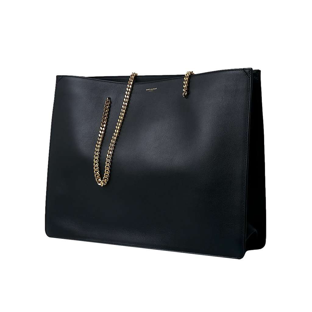 Saint Laurent Saint Laurent Siena Ultra Lux Black Calf Leather Chain Shoulder Tote Bag Black Leather Never worn - Model View