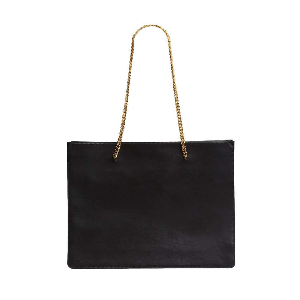 Saint Laurent Saint Laurent Siena Ultra Lux Black Calf Leather Chain Shoulder Tote Bag Black Leather Never worn - Box View