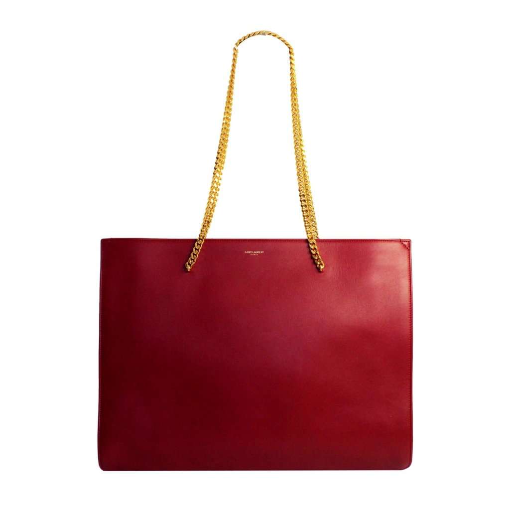 Saint Laurent Saint Laurent Siena Ultra Lux Red Calf Leather Chain Shoulder Tote Bag Red Leather Never worn - Front View