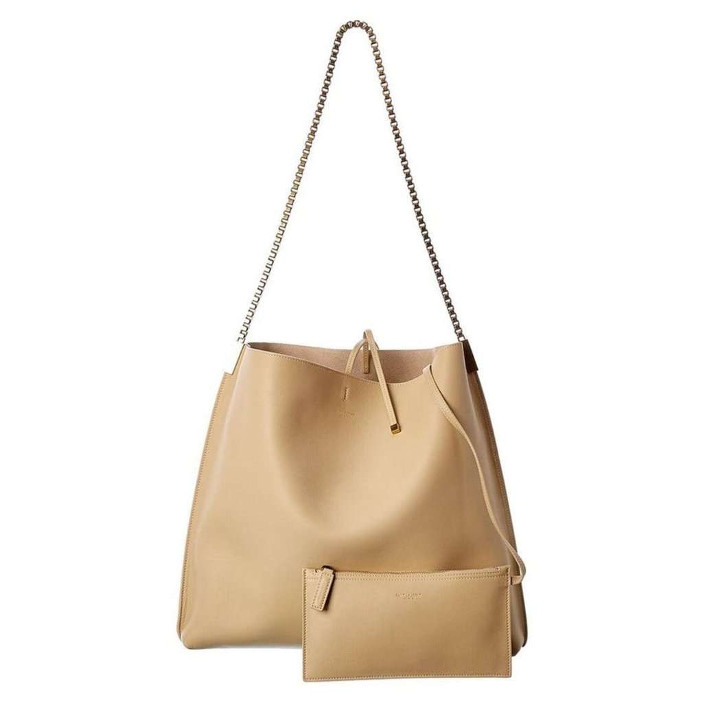 Saint Laurent Saint Laurent Suzanne Beige Calfskin Leather Chain Hobo Bag Beige Leather Never worn - Front View