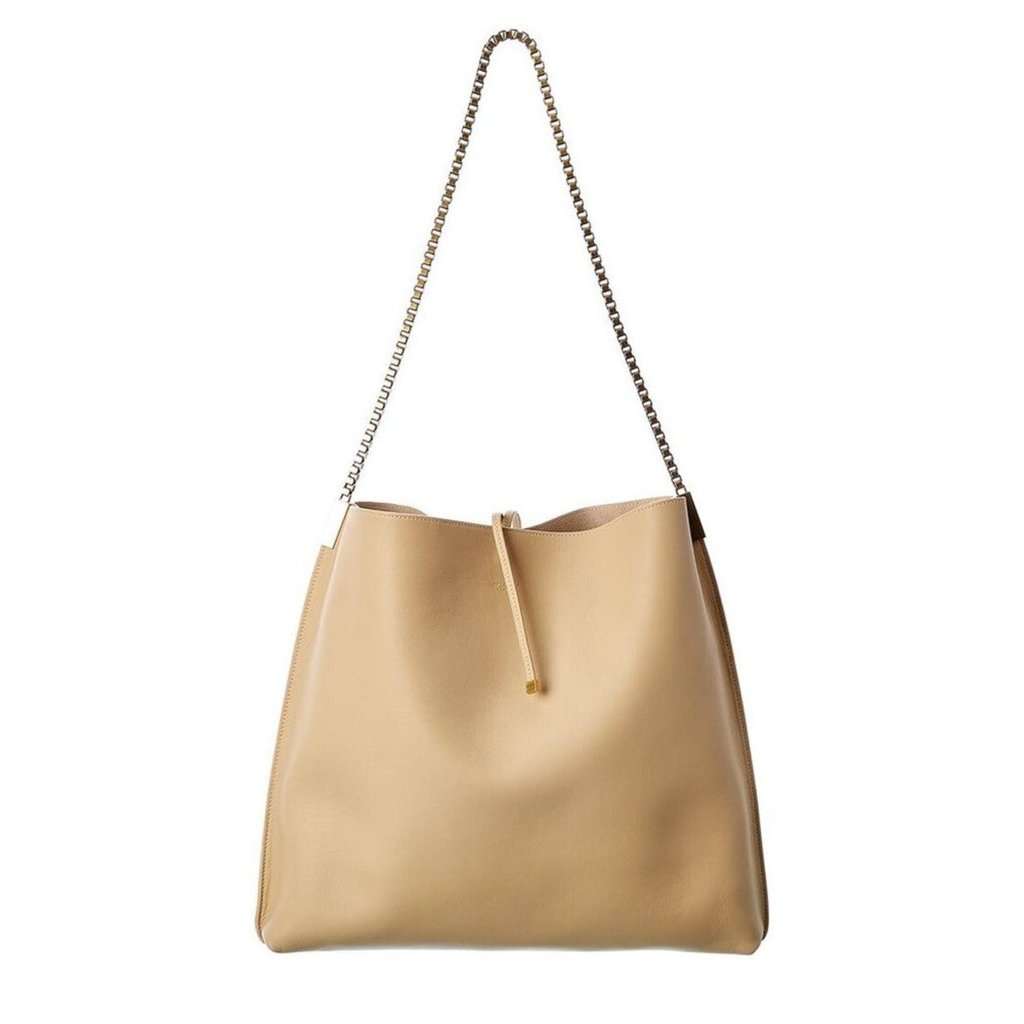 Saint Laurent Saint Laurent Suzanne Beige Calfskin Leather Chain Hobo Bag Beige Leather Never worn - Model View