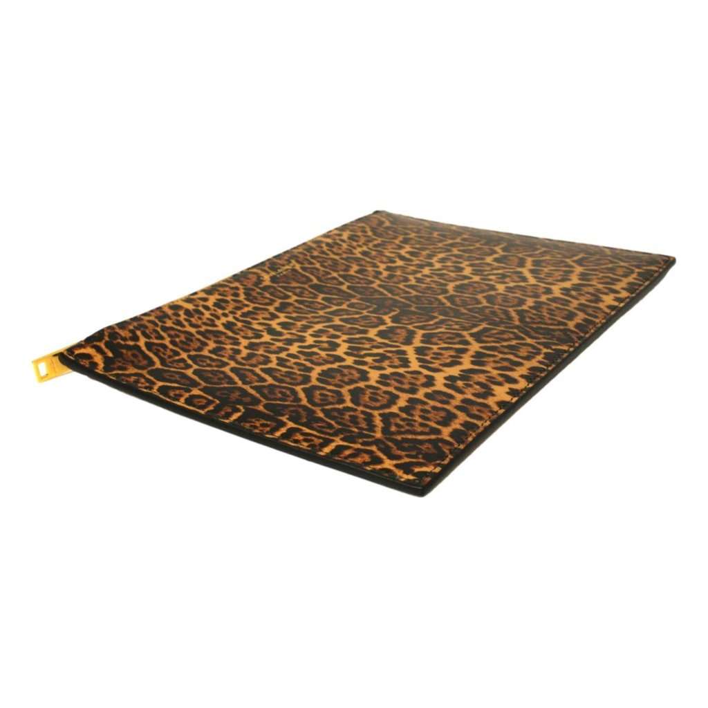 Saint Laurent Saint Laurent Leopard Printed Calfskin Leather Medium Pouch Brown Leather Never worn - Inside View