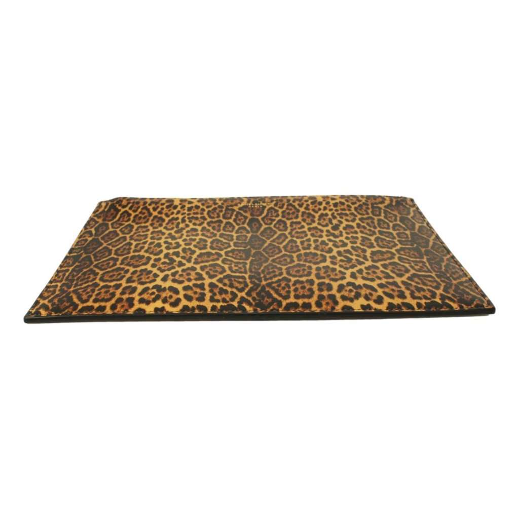 Saint Laurent Saint Laurent Leopard Printed Calfskin Leather Medium Pouch Brown Leather Never worn - Box View