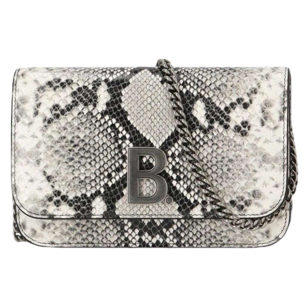 Balenciaga Balenciaga B Python Print Calfskin Leather Wallet on Chain Bag Silver Leather Never worn - Front View