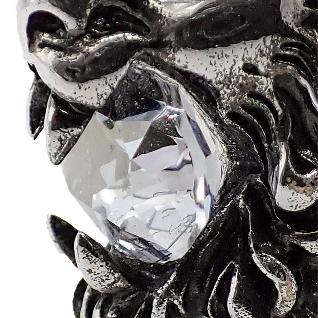 Gucci Gucci Lion Head Motif Silver Ring Crystal Size 10 Silver Satin Never worn - Inside View