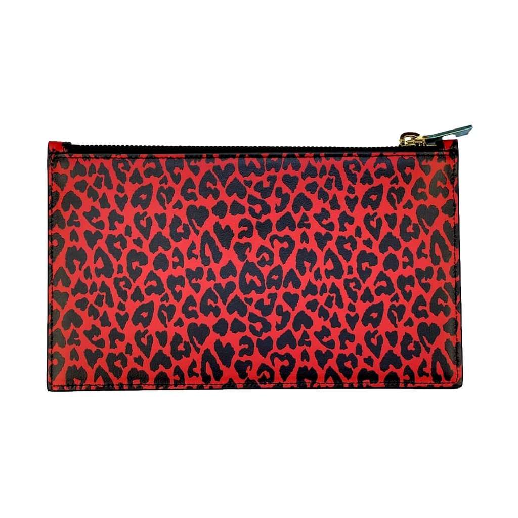 Saint Laurent Saint Laurent Rouge Leopard Printed Calfskin Leather Medium Pouch Red Leather Never worn - Front View