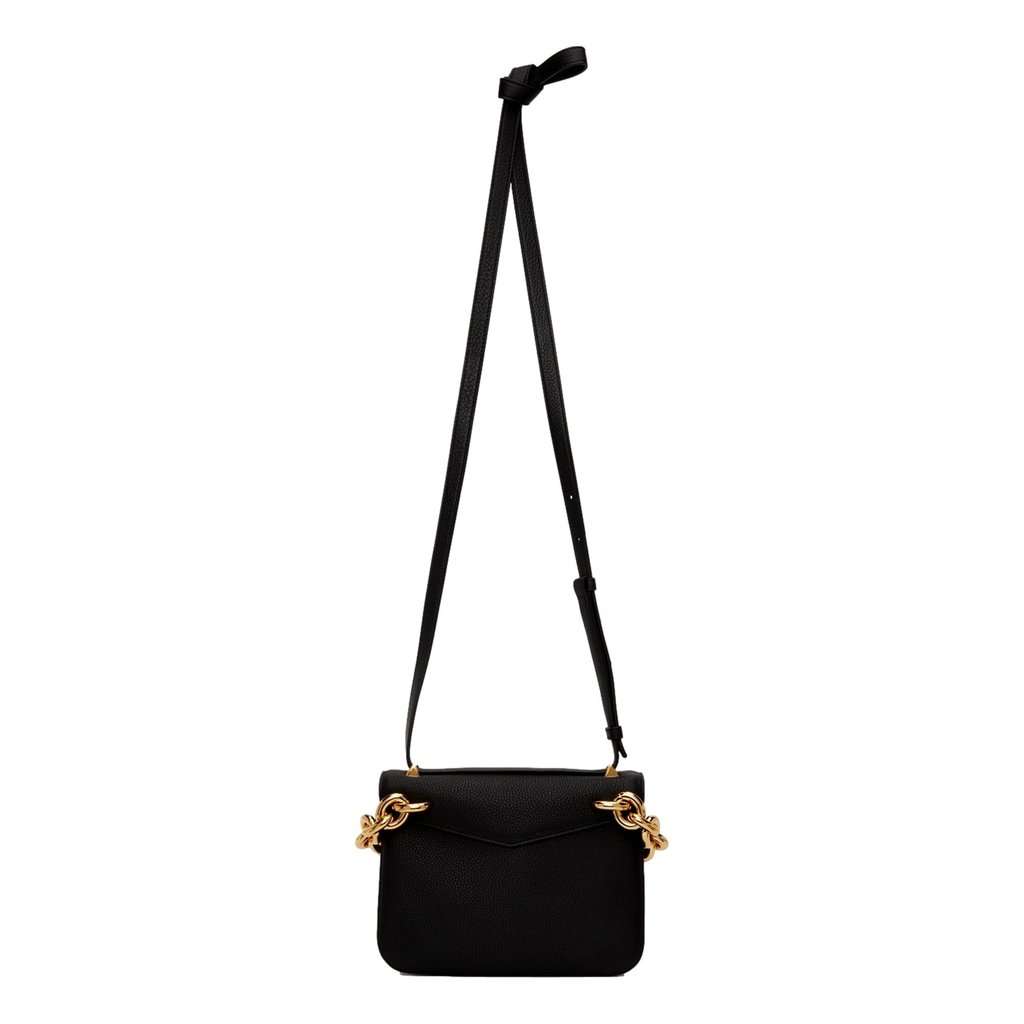 Bottega Veneta Bottega Veneta Calfskin Mount Envelope Crossbody Bag Black and Gold Black Leather Never worn - Model View