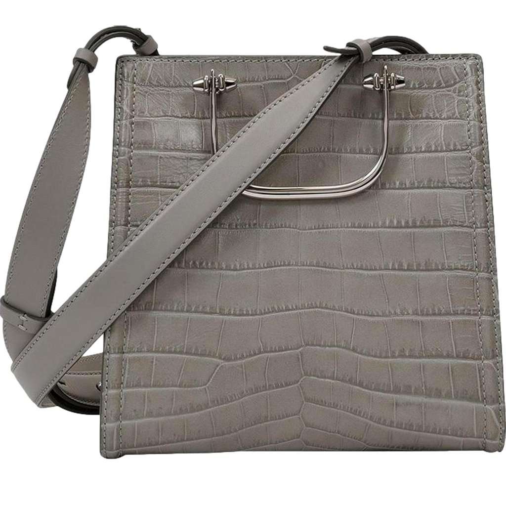 Alexander McQueen Alexander McQueen The Short Story Grey Croc Print Leather Satchel Grey Leather Never worn - Inside View
