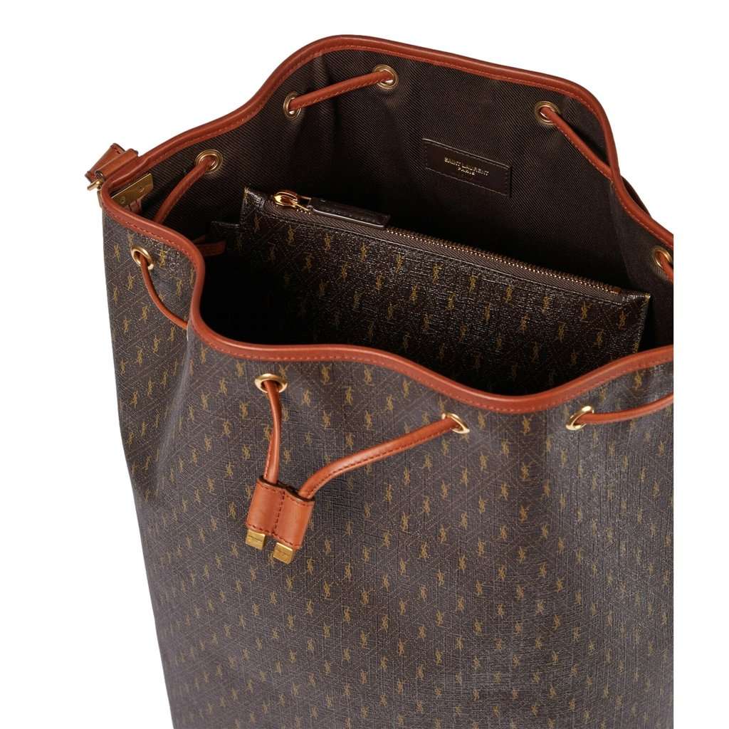 Saint Laurent Saint Laurent Le Monogramme Coated Canvas Leather Brown Oversized Bucket Bag Brown Leather Never worn - Back View